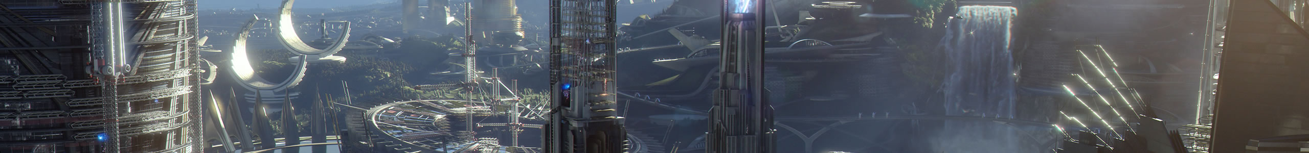 Panoramic Tomorrowland cityscape